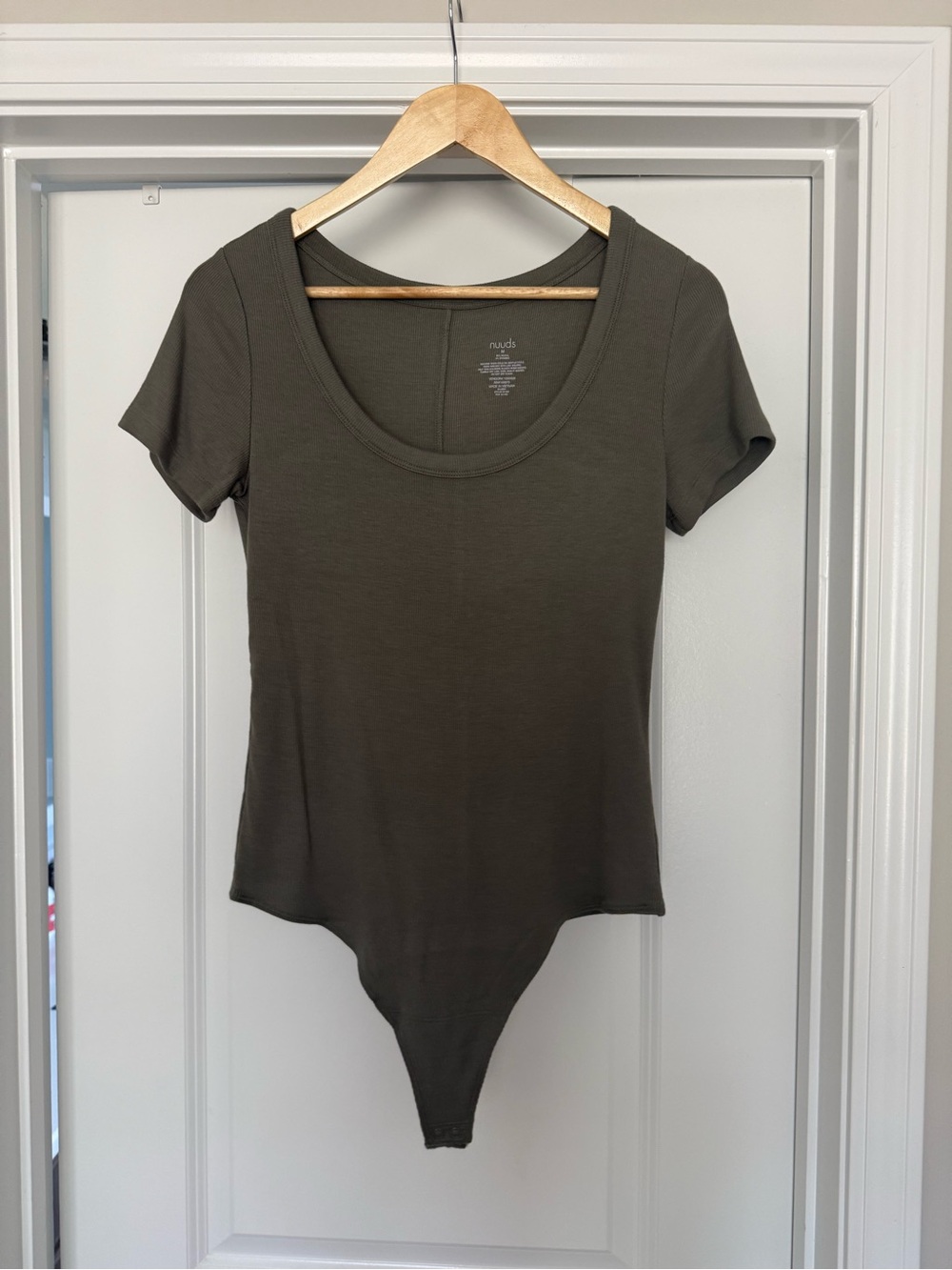 nuuds Olive Scoop Neck Short Sleeve Bodysuit